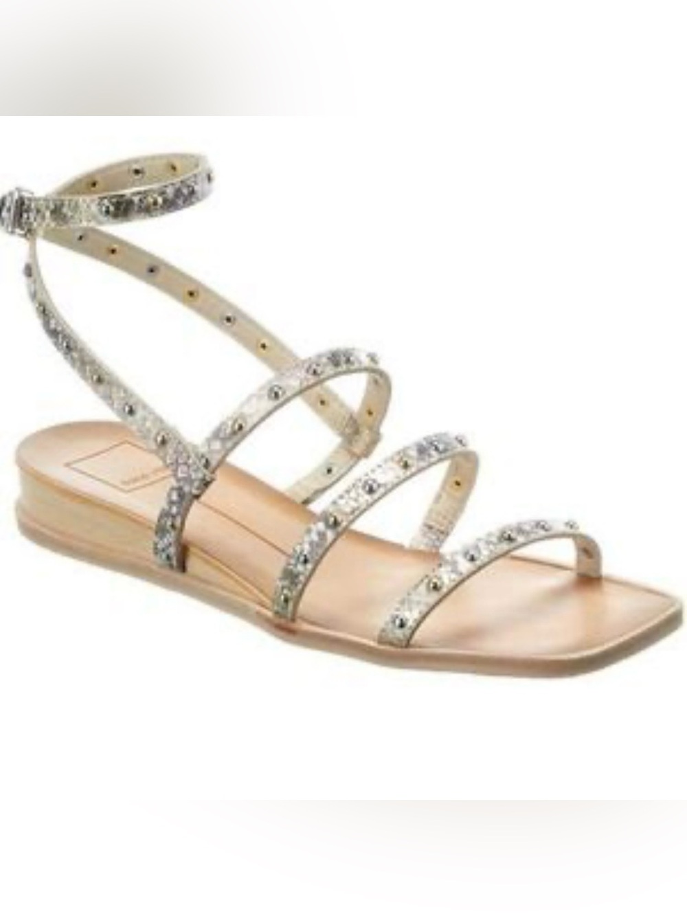 Dolce Vita Studded Strappy Sandals in Tan and silver